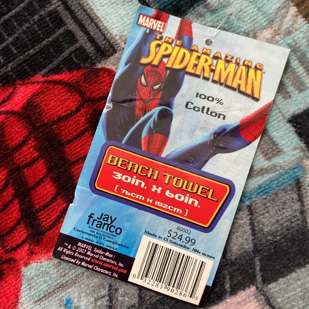 RARE 2007 Marvel Spiderman Beach Towel - NEW with Tags - Jay Franco